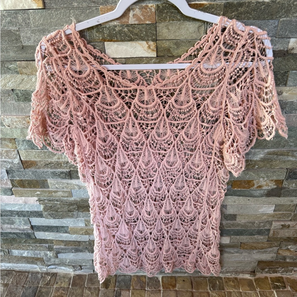 Pink Crochet Lace Top - Picture 2 of 3